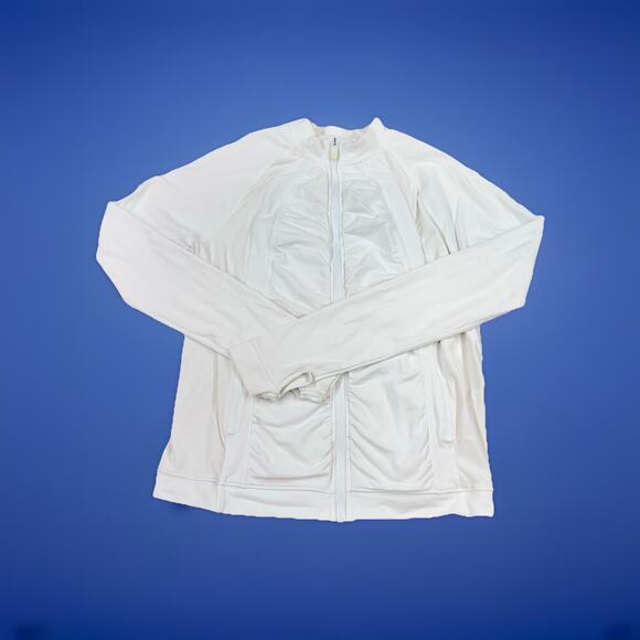 G/FORE Women's Full Zip Jacket SZ M Performance Golf Athleisure White Ruched - Picture 1 of 9